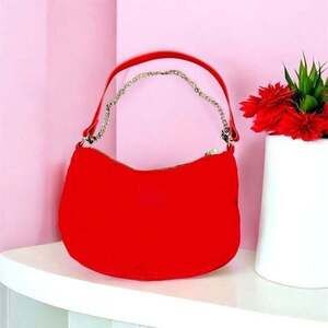 H&m Vibrant Red Shoulder Bag with Chain Strap